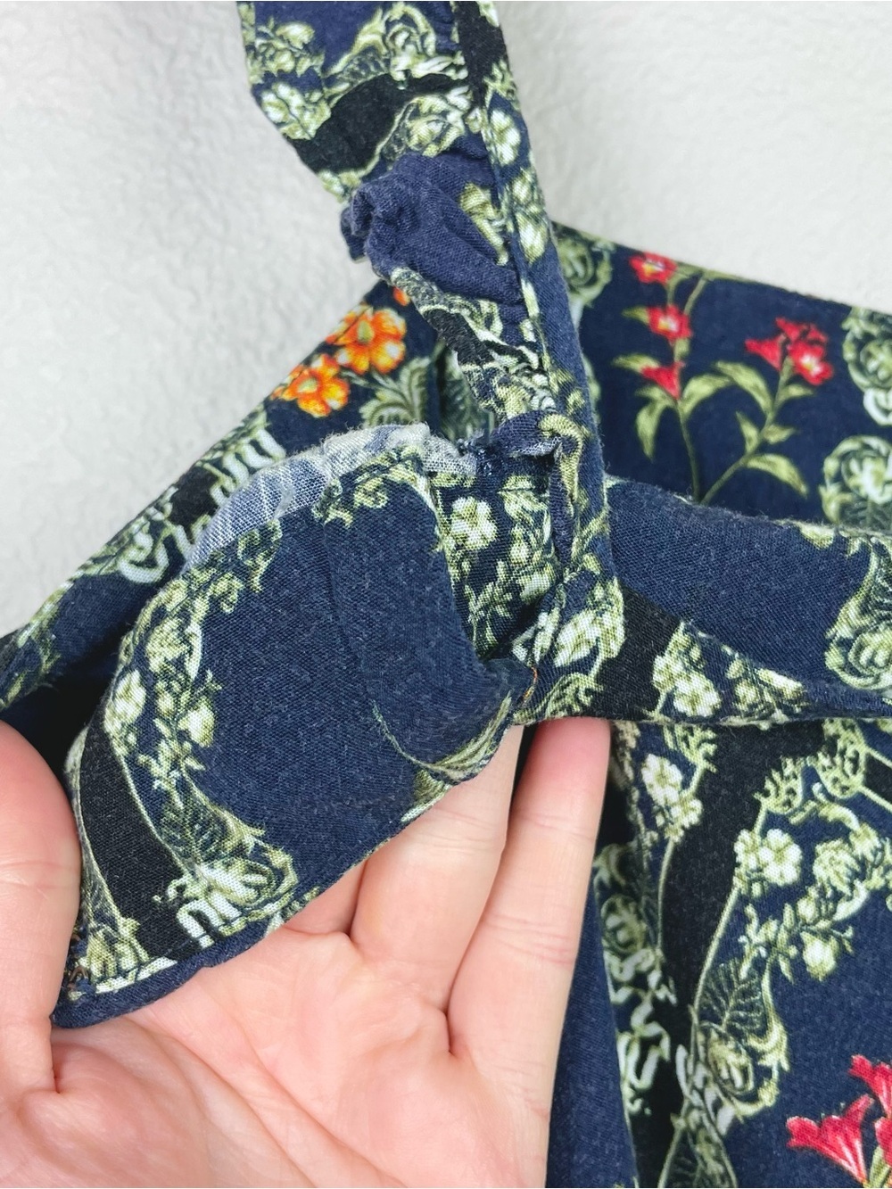 Agua Bendita x Target Women's Large Navy Floral Tile Flutter Sleeve Mini Dress - Picture 13 of 16